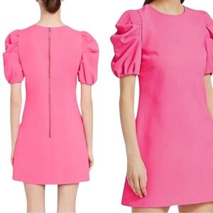 Alice + Olivia Hanita Puff Sleeve Shirt Dress Pink Size 2